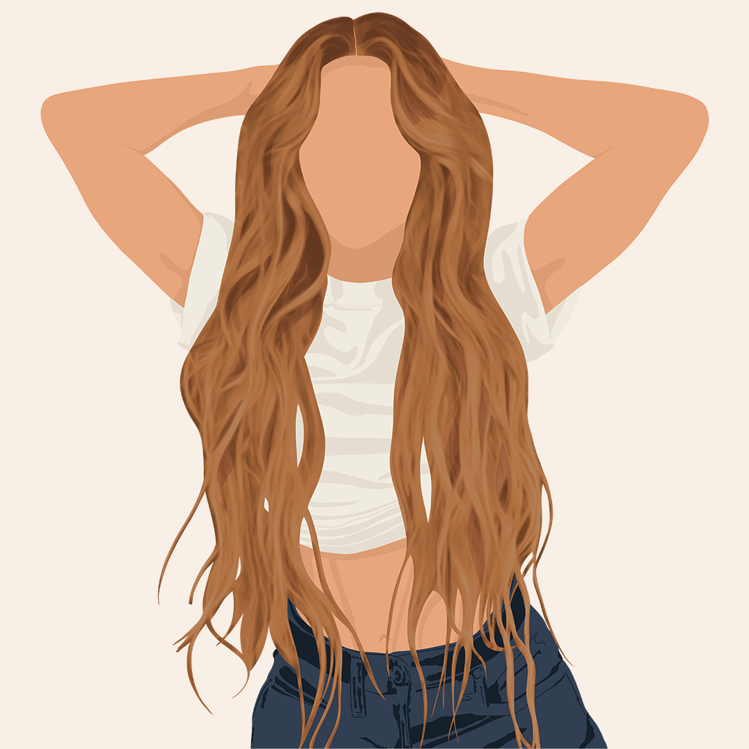 Sketch of Jennifer Lopez with long blonde hair extensions