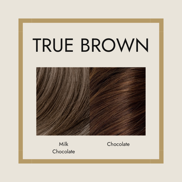 'True Brown' Foxy Locks hair extension colours - Milk Chocolate, and Chocolate 