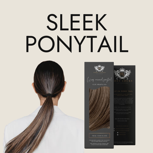 Woman with sleek ponytail and hair extensions